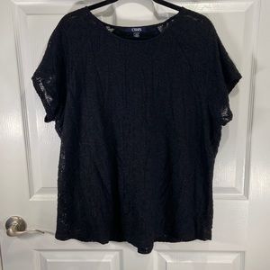 Chaps women’s plus black lace blouse . Size 2x